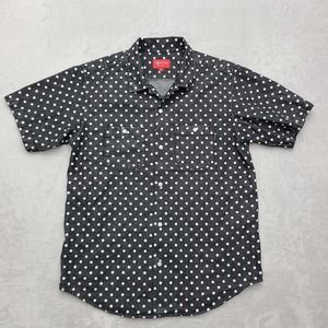 Supreme Shirt Mens Medium Black White Polka Dot Button Up Embroidered Denim